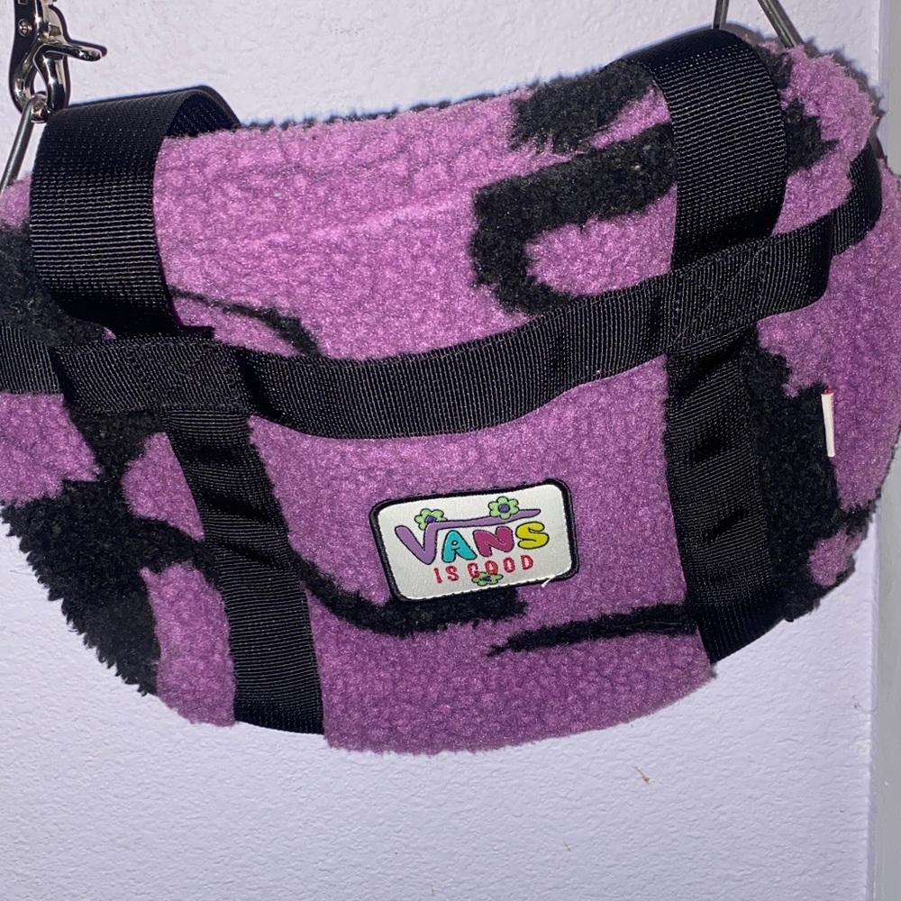 Vans Purple and Black Fleece Shoulder Bag